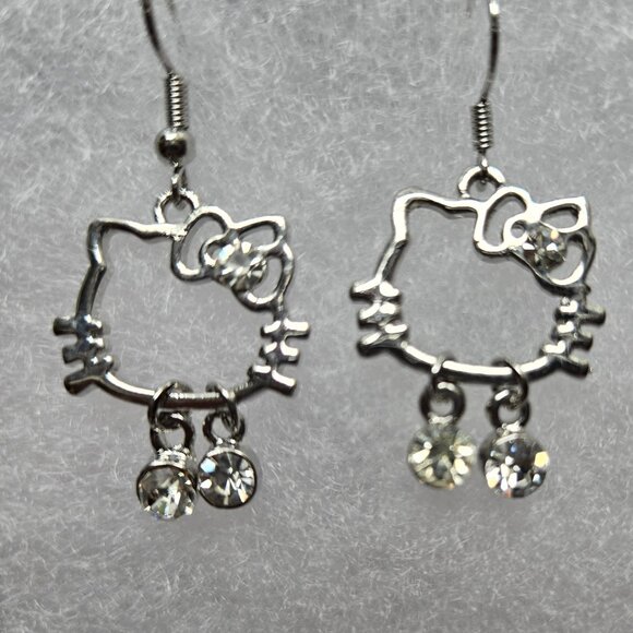 Hello Kitty Dangle Earrings with Crystal Accent - 4 Pairs - Picture 1 of 2